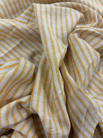 WALTHER 002 Oxford striped cotton shirting fabric yellow