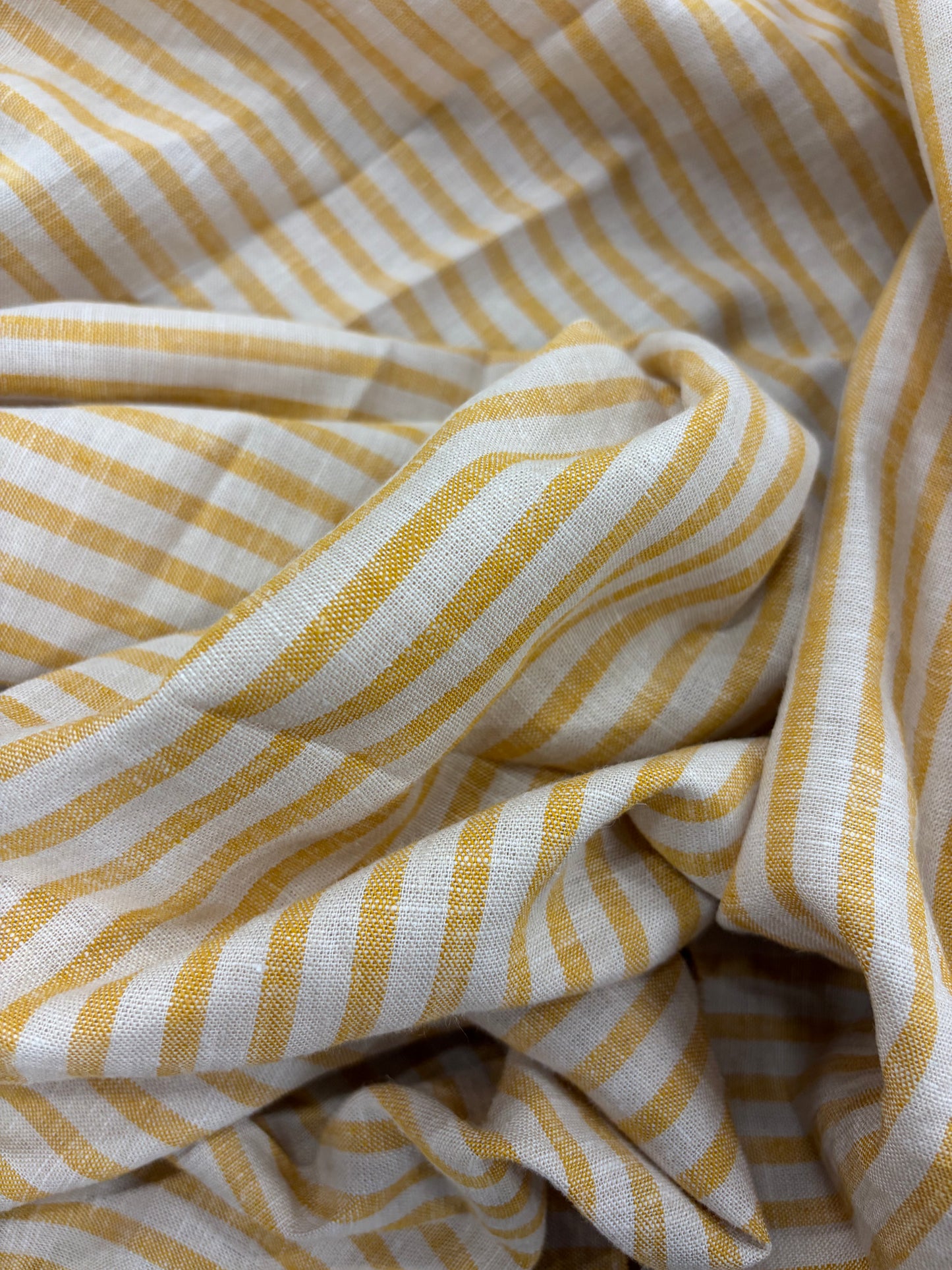 WALTHER 002 Oxford striped cotton shirting fabric yellow