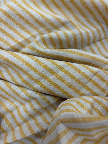 WALTHER 002 Oxford striped cotton shirting fabric yellow