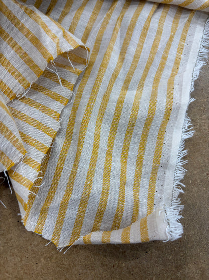 WALTHER 002 Oxford striped cotton shirting fabric yellow