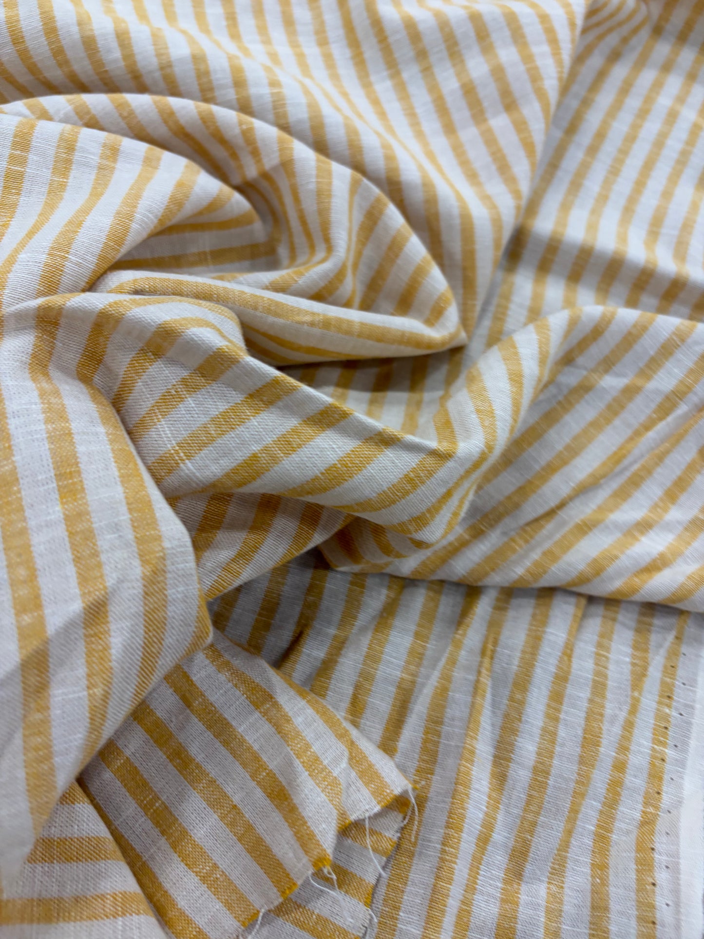 WALTHER 002 Oxford striped cotton shirting fabric yellow