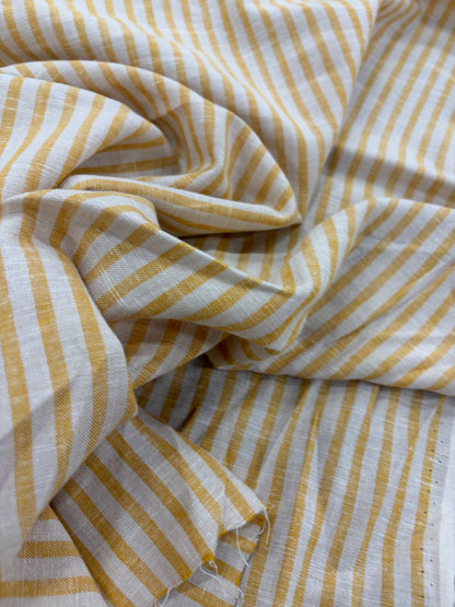 WALTHER 002 Oxford striped cotton shirting fabric yellow
