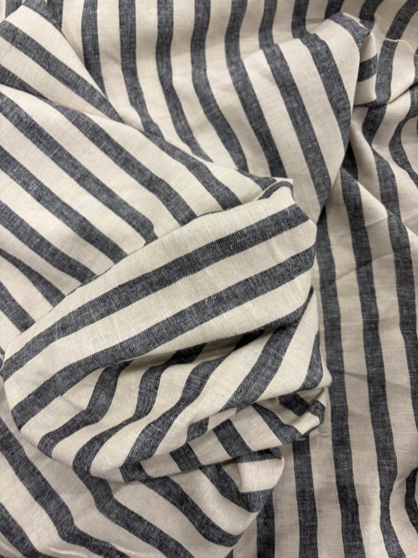WALTHER 003 Oxford striped cotton shirting fabric navy