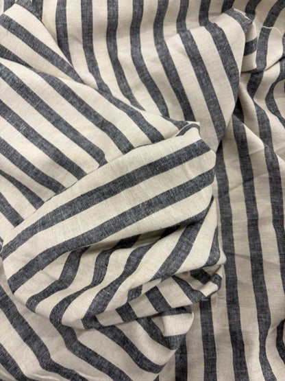 WALTHER 003 Oxford striped cotton shirting fabric navy