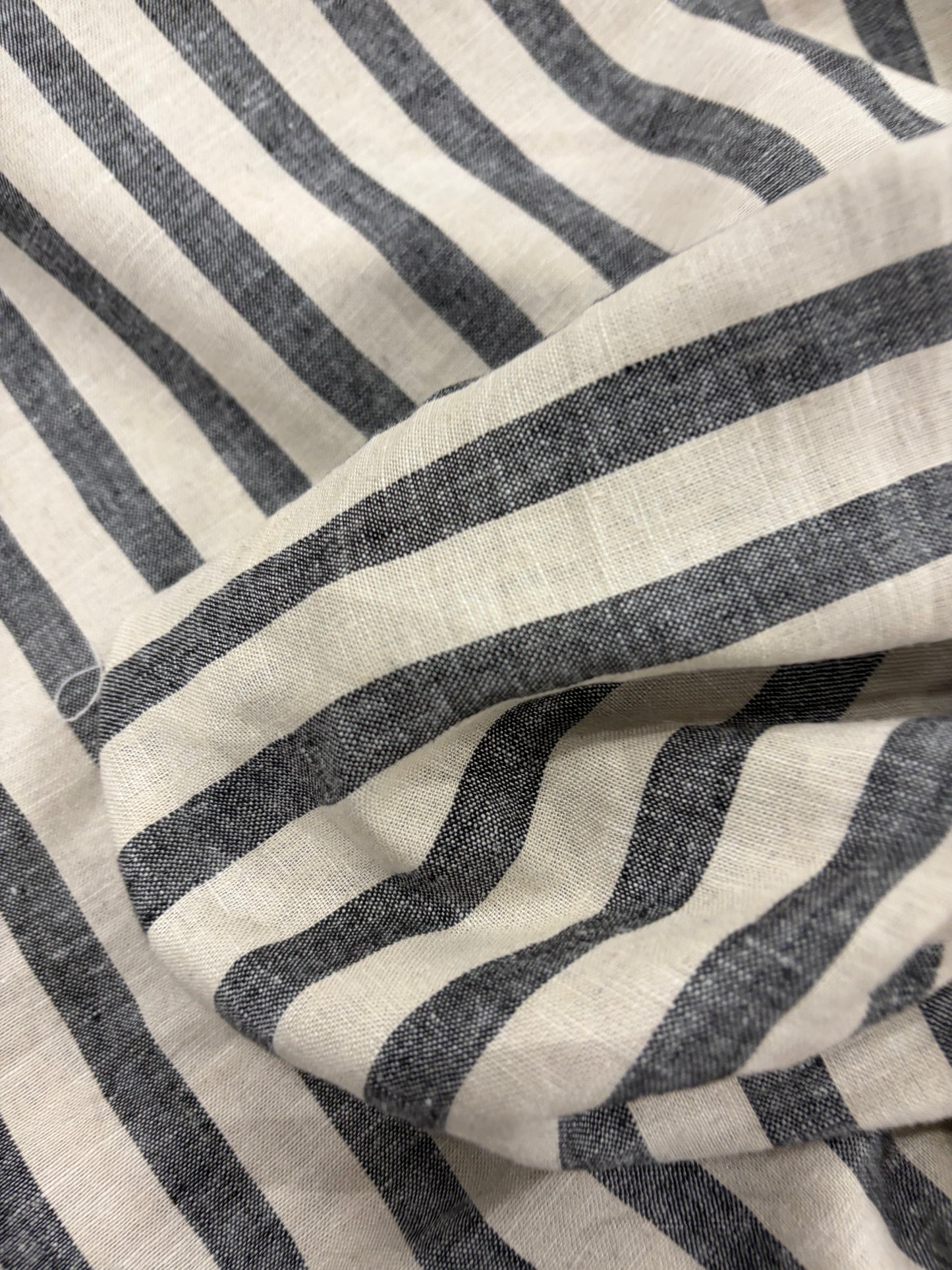 WALTHER 003 Oxford striped cotton shirting fabric navy