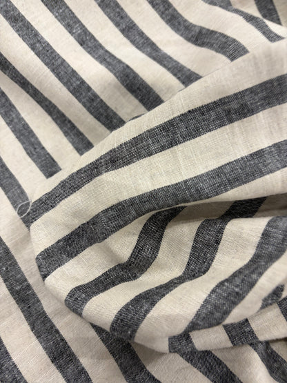 WALTHER 003 Oxford striped cotton shirting fabric navy