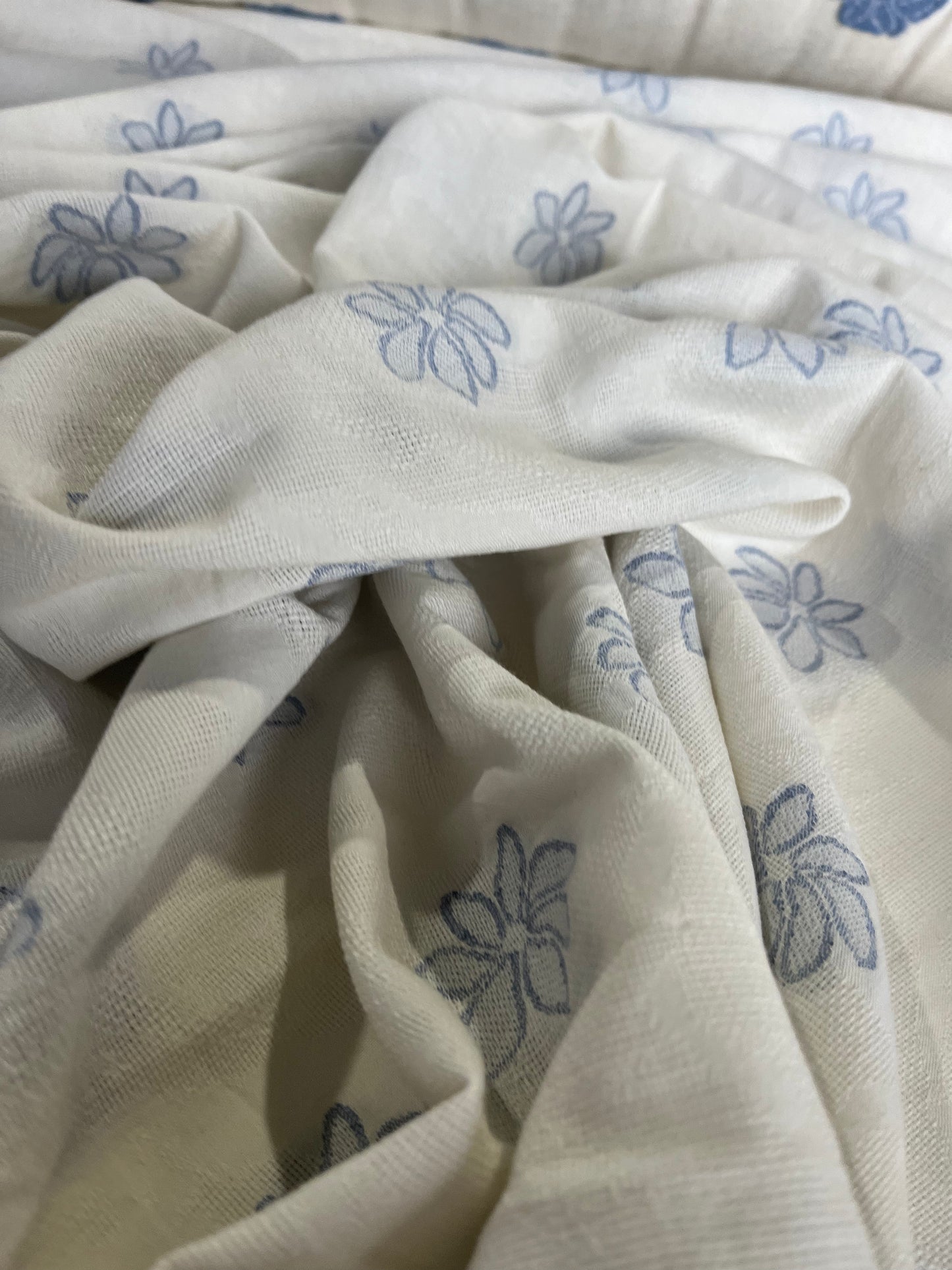 BAKU 024 cotton embroidered flowers indigo