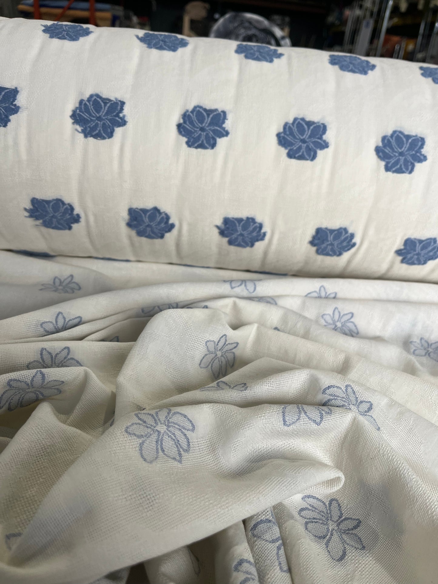 BAKU 024 cotton embroidered flowers indigo