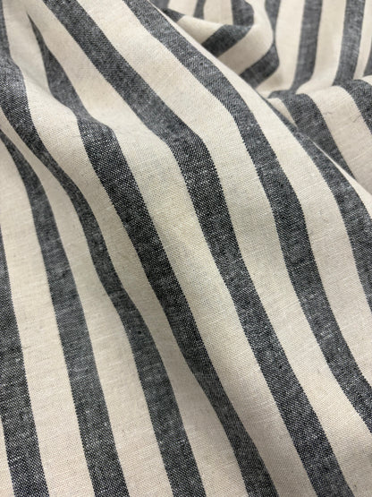 WALTHER 003 Oxford striped cotton shirting fabric navy