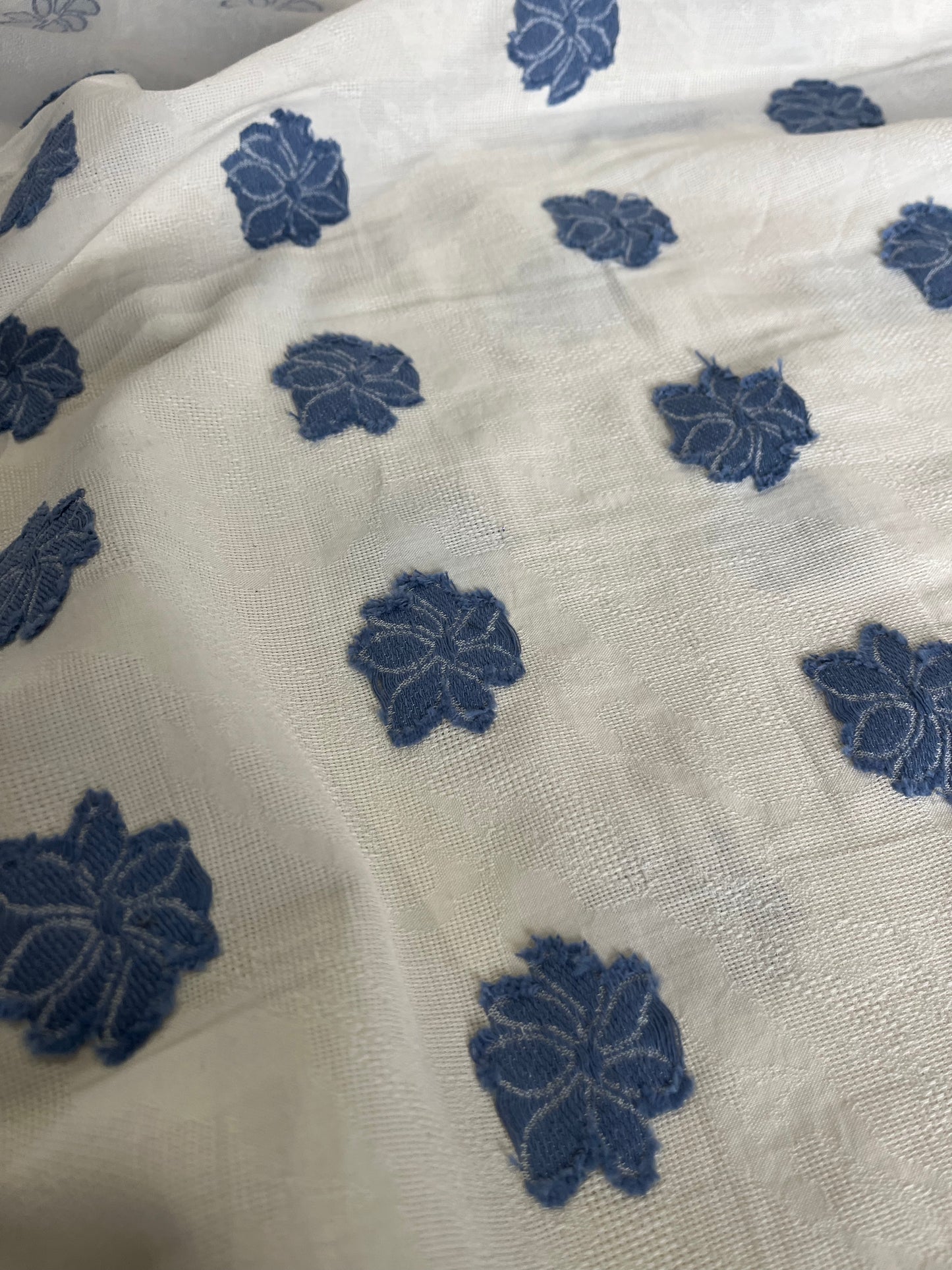 BAKU 024 cotton embroidered flowers indigo