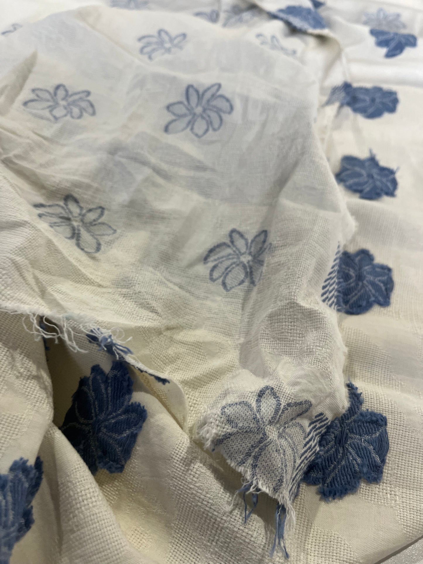 BAKU 024 cotton embroidered flowers indigo