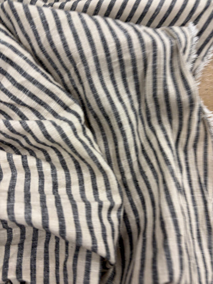 WALTHER 004 Oxford striped cotton shirting fabric navy