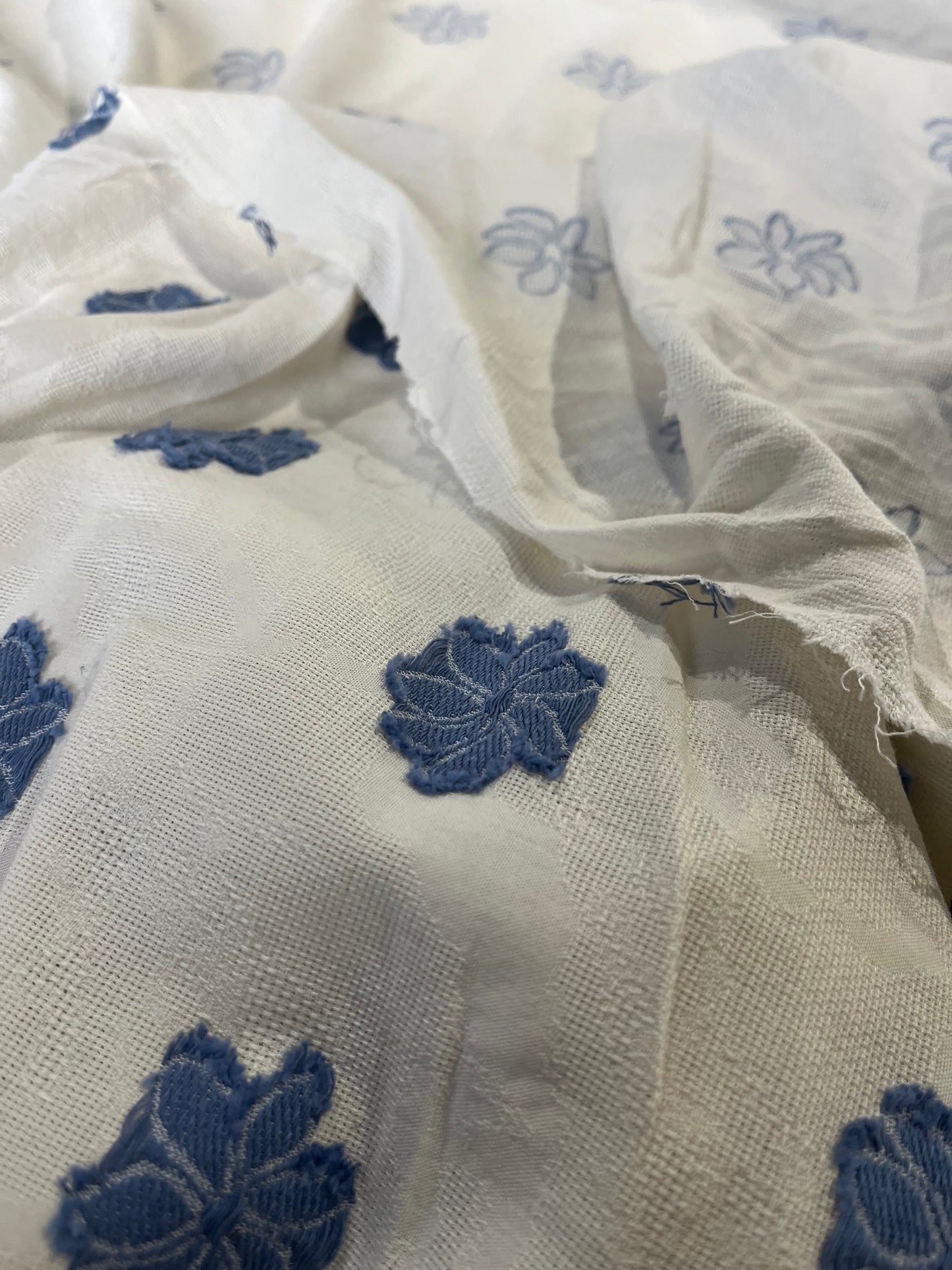 BAKU 024 cotton embroidered flowers indigo