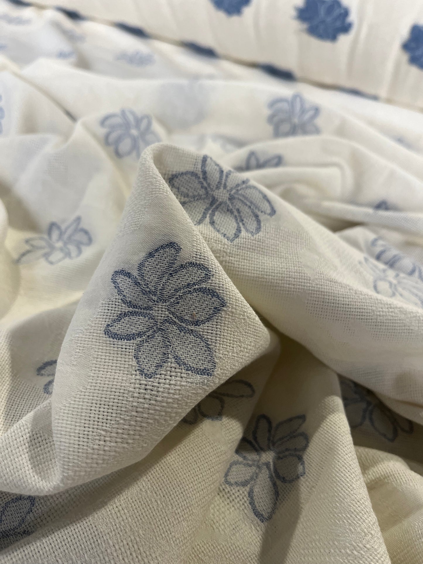 BAKU 024 cotton embroidered flowers indigo