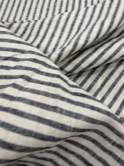 WALTHER 004 Oxford striped cotton shirting fabric navy