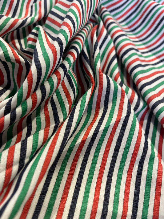 BAKU 026 cotton woven stripe akris/green