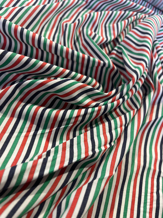 BAKU O26 cotton woven stripe akris/green