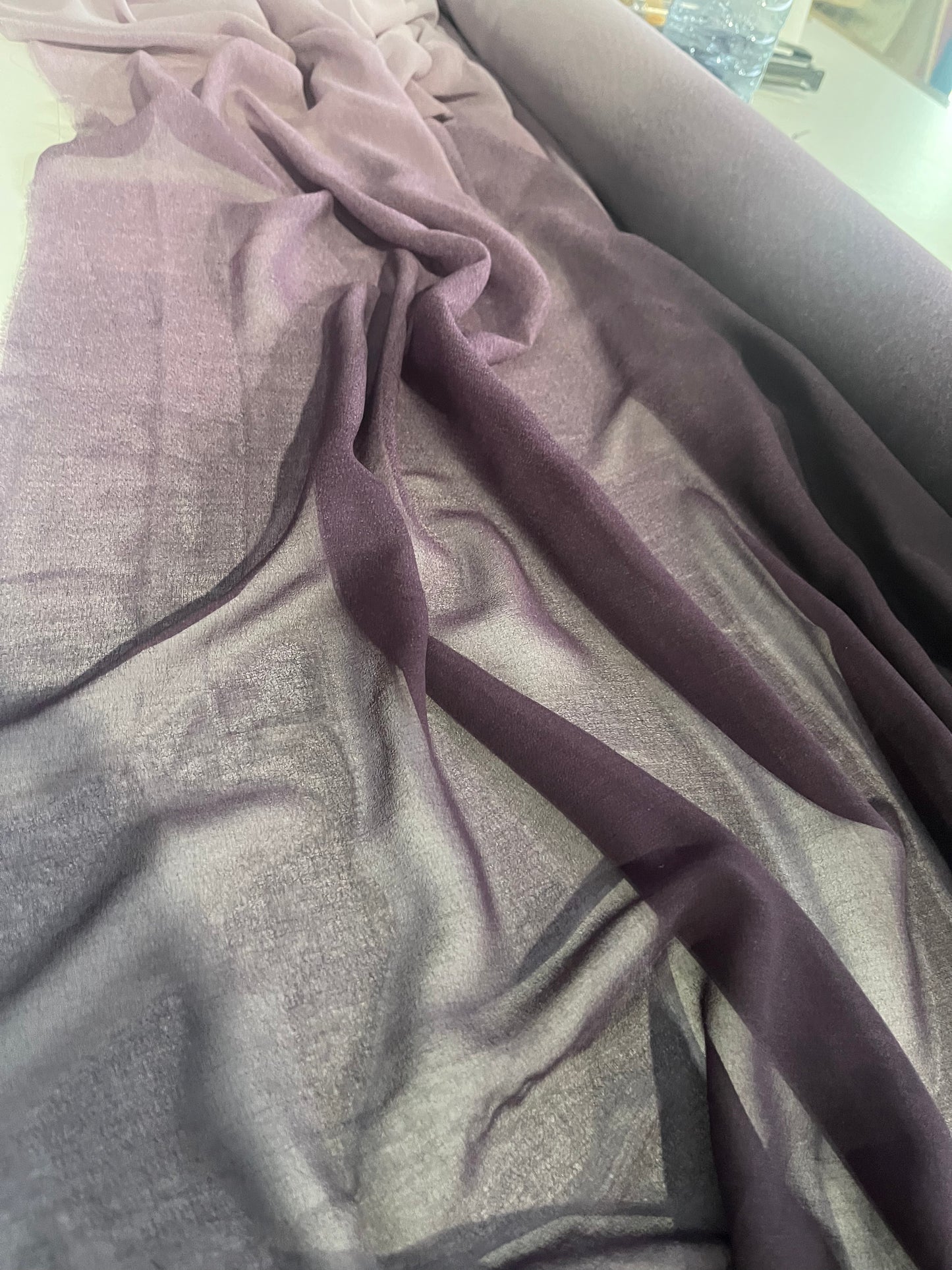CASIMIR 135 crêpe de chine dégradé aubergine/pink