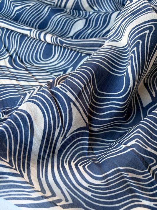 RALPH 011 indigo/white cotton voile print