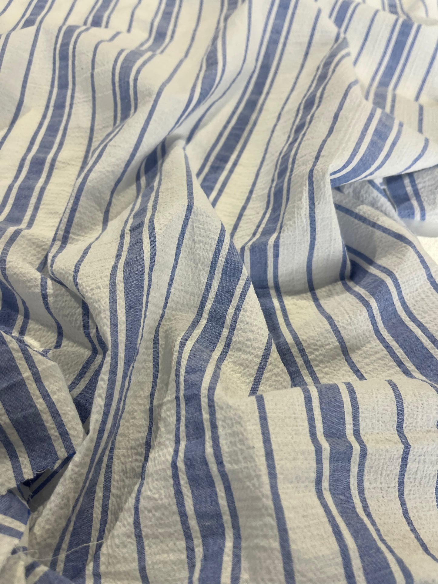 BAKU O28 washed cotton woven stripe indigo/white