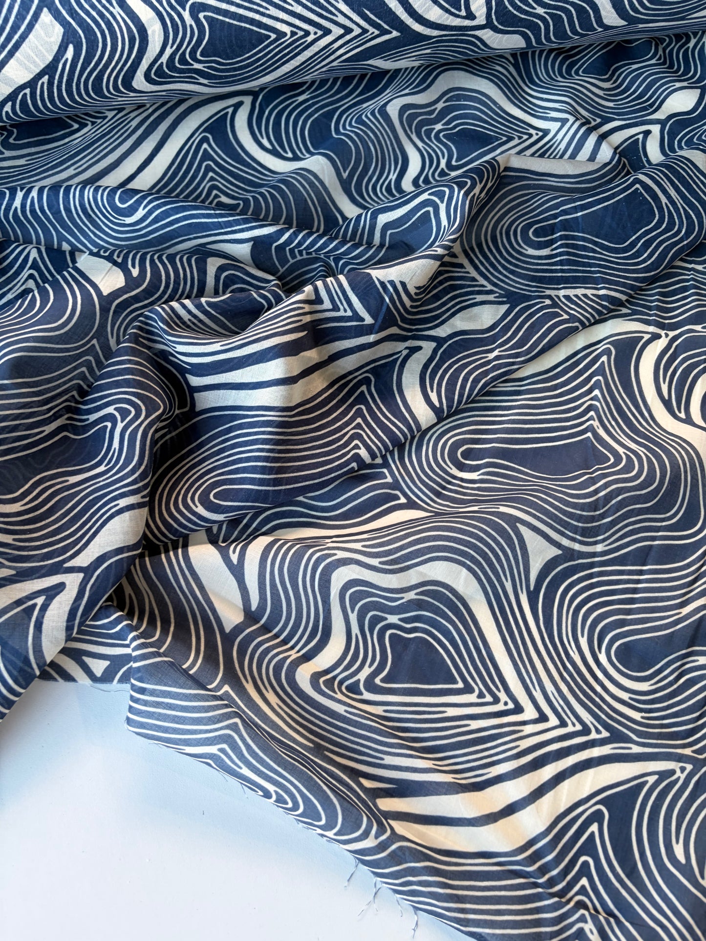 RALPH 011 indigo/white cotton voile print