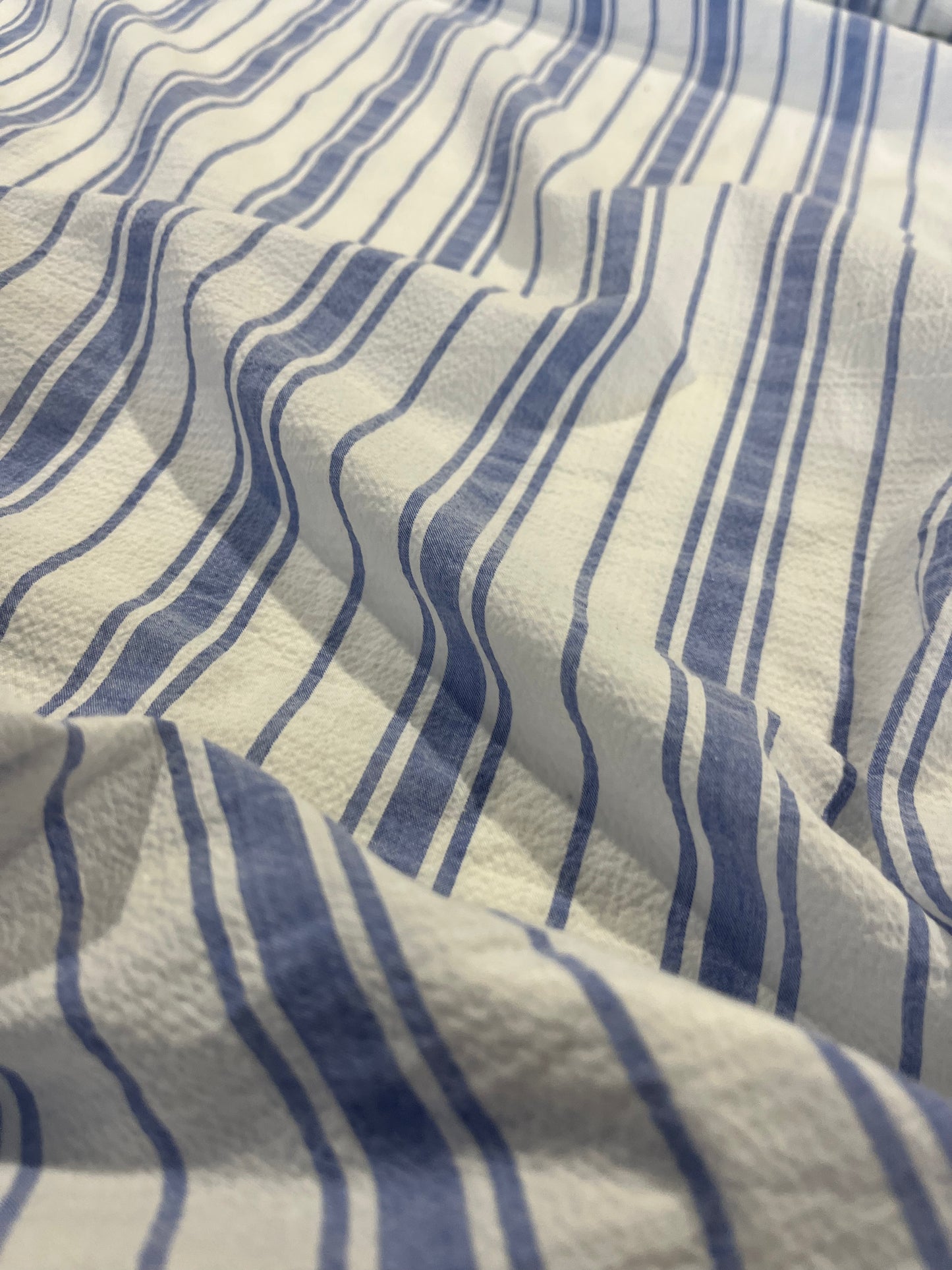 BAKU O28 washed cotton woven stripe indigo/white