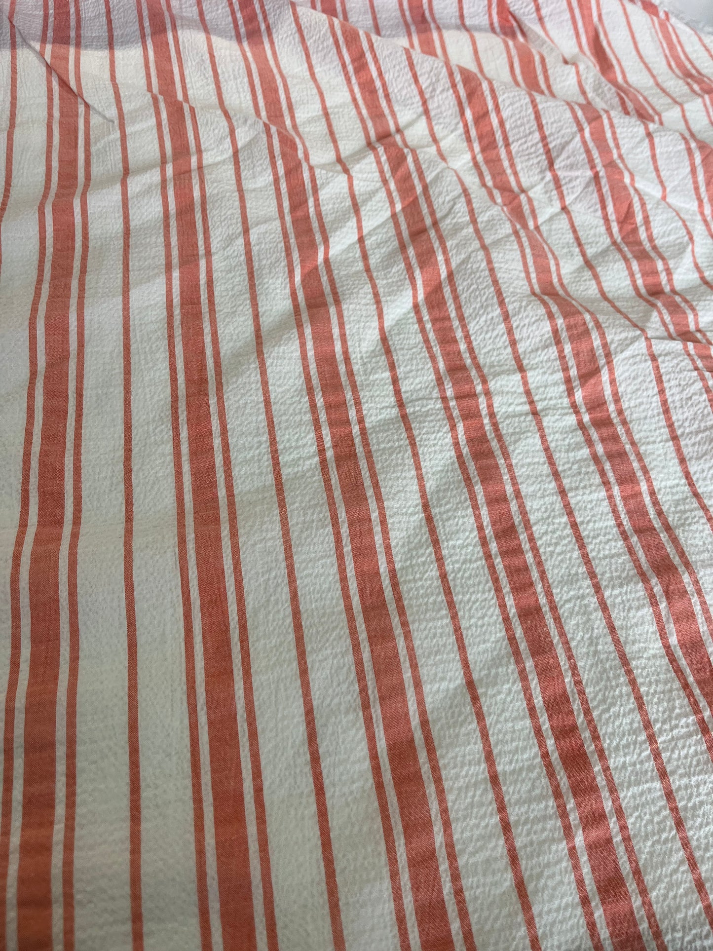 BAKU O29 washed cotton woven stripe salmon/white