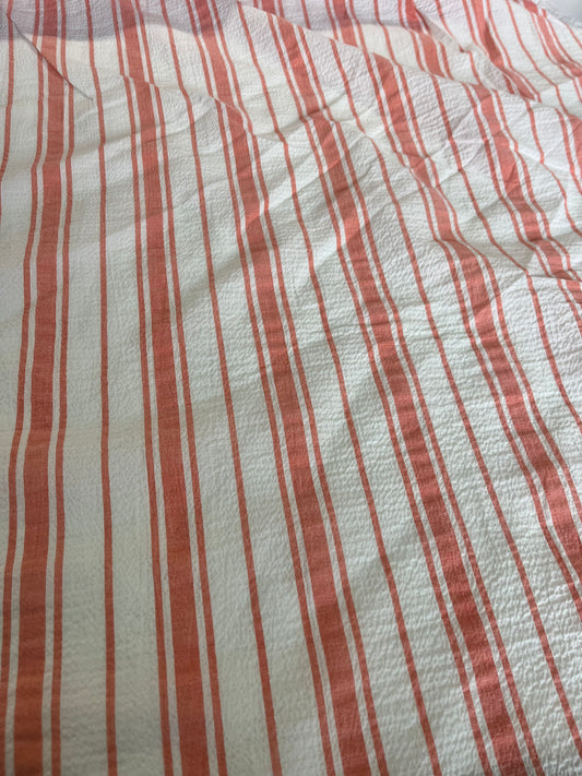 BAKU O29 washed cotton woven stripe salmon/white