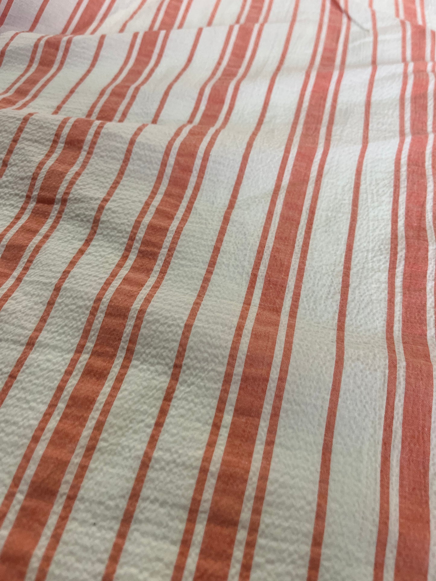 BAKU O29 washed cotton woven stripe salmon/white