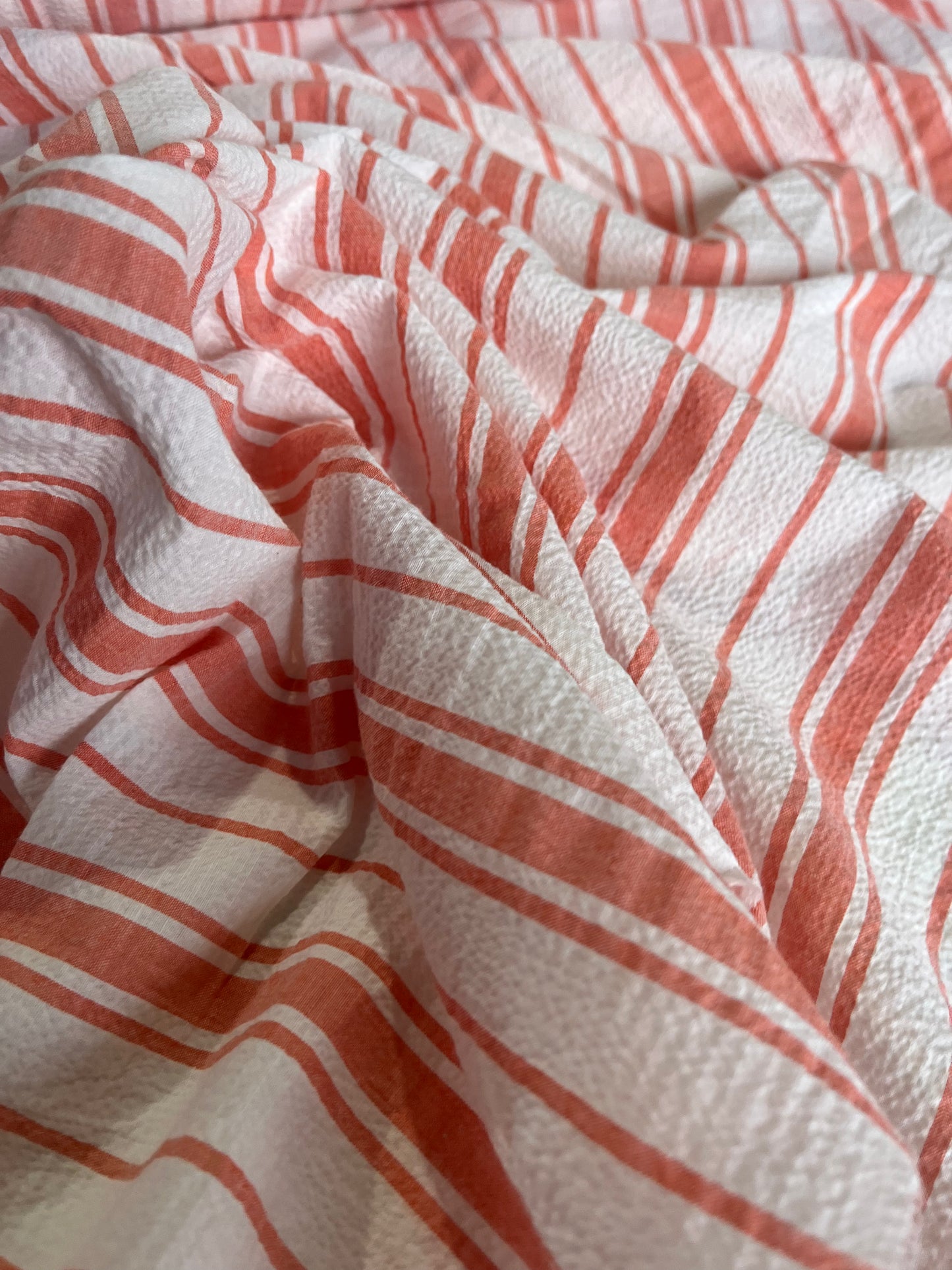 BAKU O29 washed cotton woven stripe salmon/white