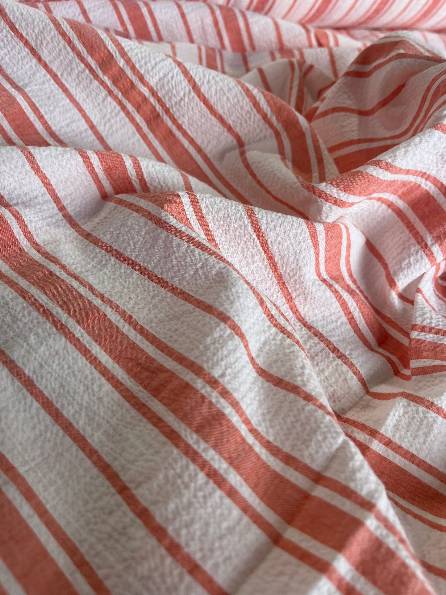 BAKU O29 washed cotton woven stripe salmon/white