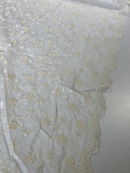 BAKU 031 tencel embroidered flowers ivory