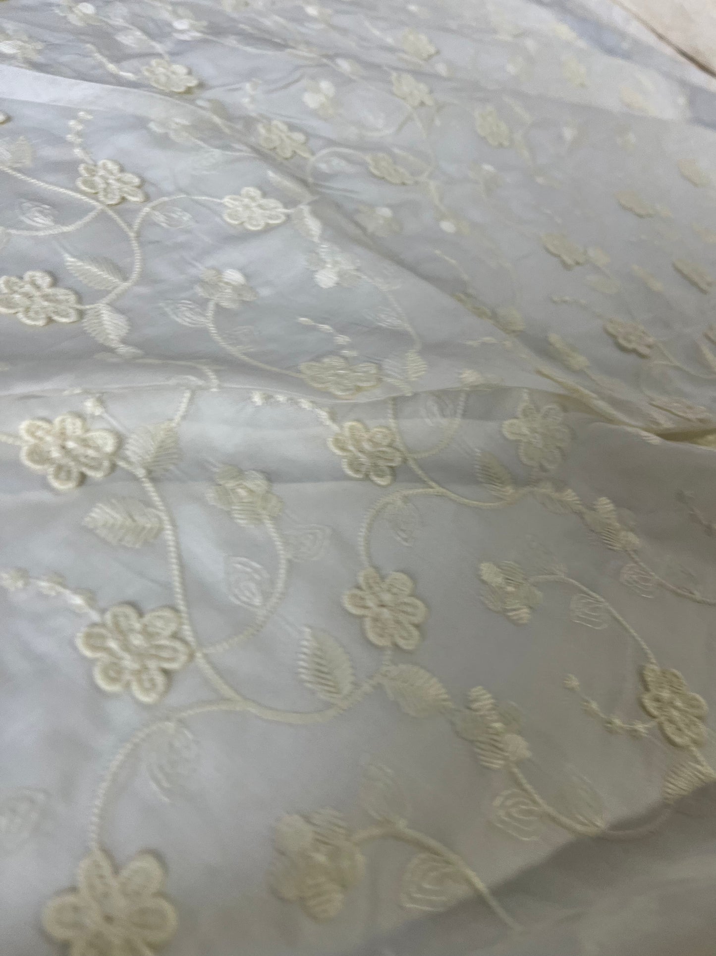 BAKU 031 tencel embroidered flowers ivory