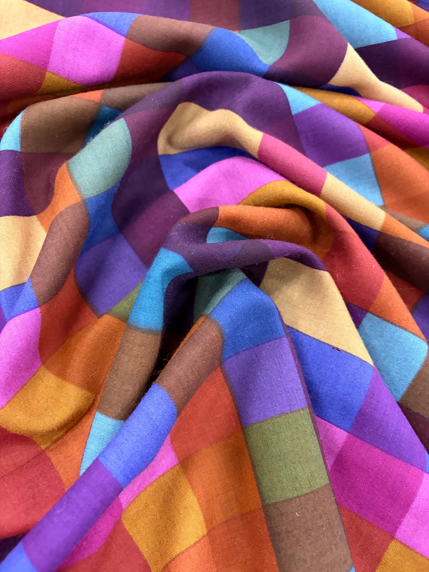 WALTHER 011 multi colour checkered wool blend drape