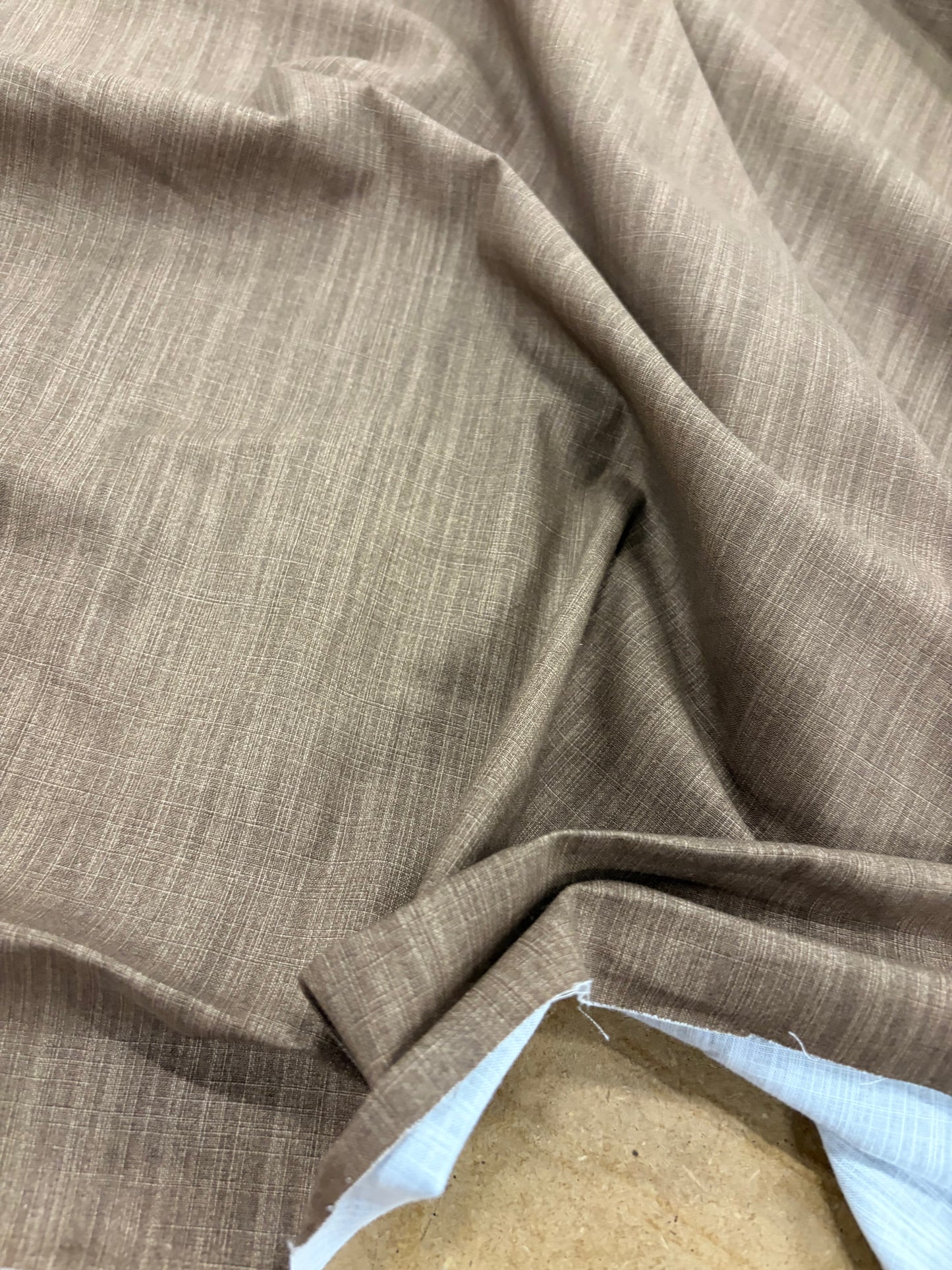 WALTHER 012 brown stonewashed cotton slub fabric