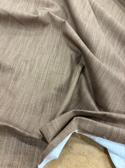 WALTHER 012 brown stonewashed cotton slub fabric