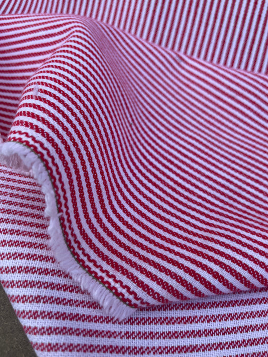 EUDINE 018 woven cotton stripes red/white