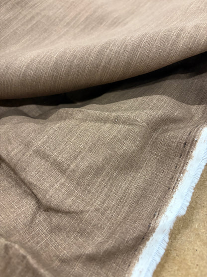 WALTHER 012 brown stonewashed cotton slub fabric