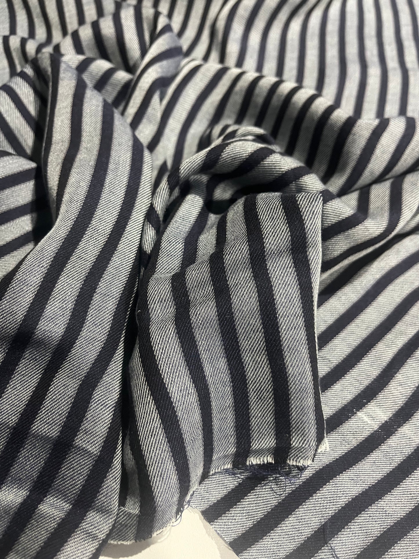BIRMA 001  viscose/wool stripes navy/grey