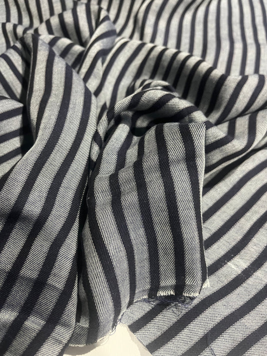 BIRMA 001  viscose/wool stripes navy/grey