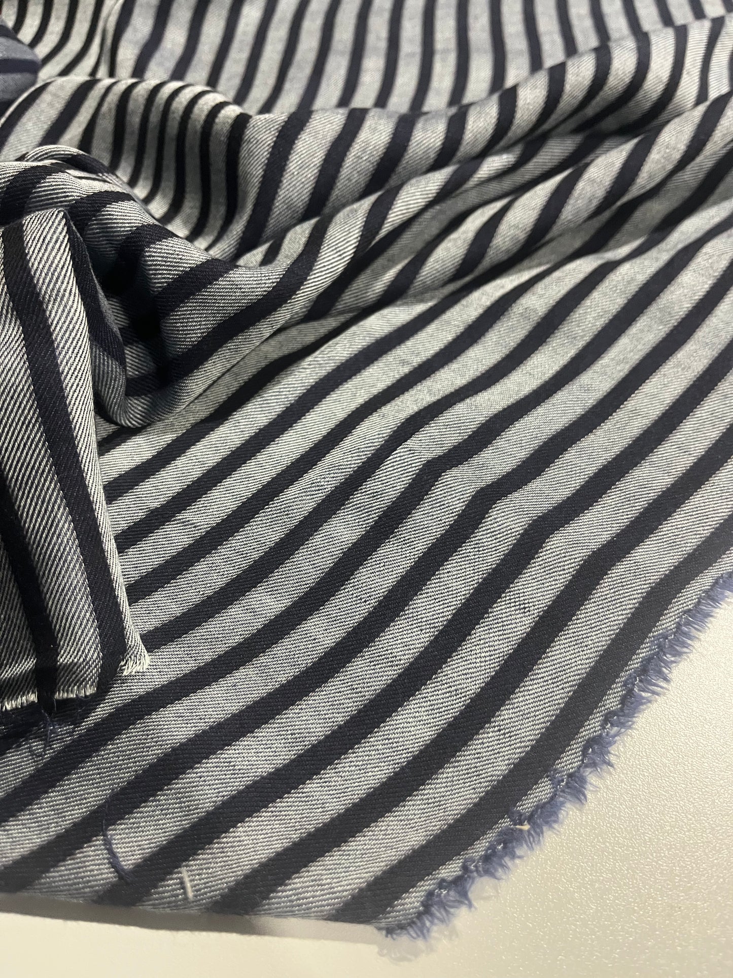 BIRMA 001  viscose/wool stripes navy/grey