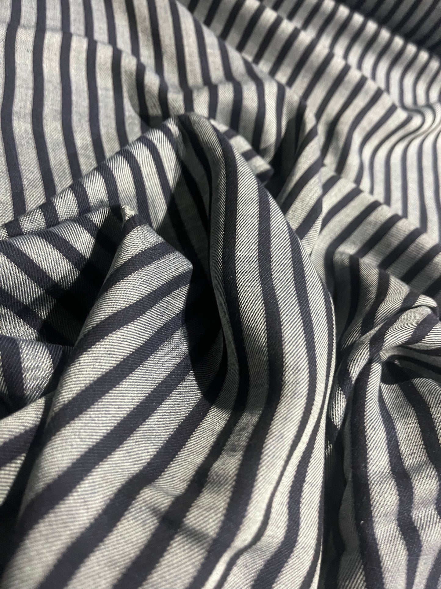 BIRMA 001  viscose/wool stripes navy/grey