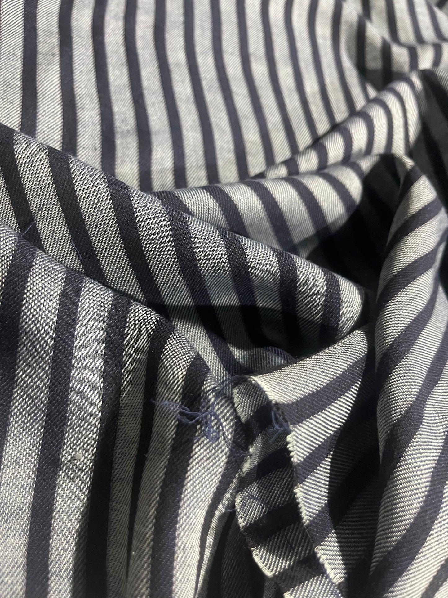 BIRMA 001  viscose/wool stripes navy/grey