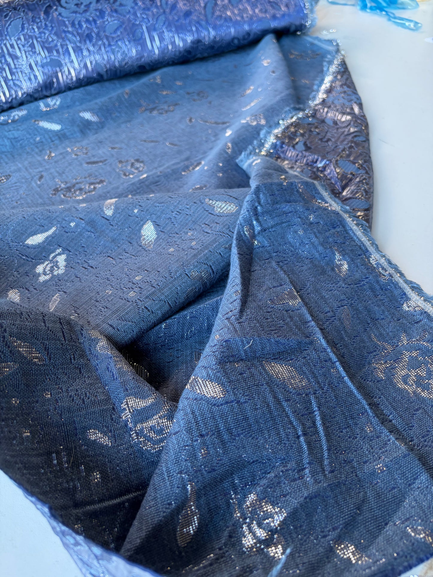 RALPH 017 indigo/silver cotton jacquard