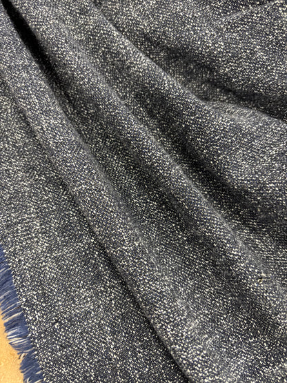 WALTHER 015 navy cotton stretch tweed suiting fabric