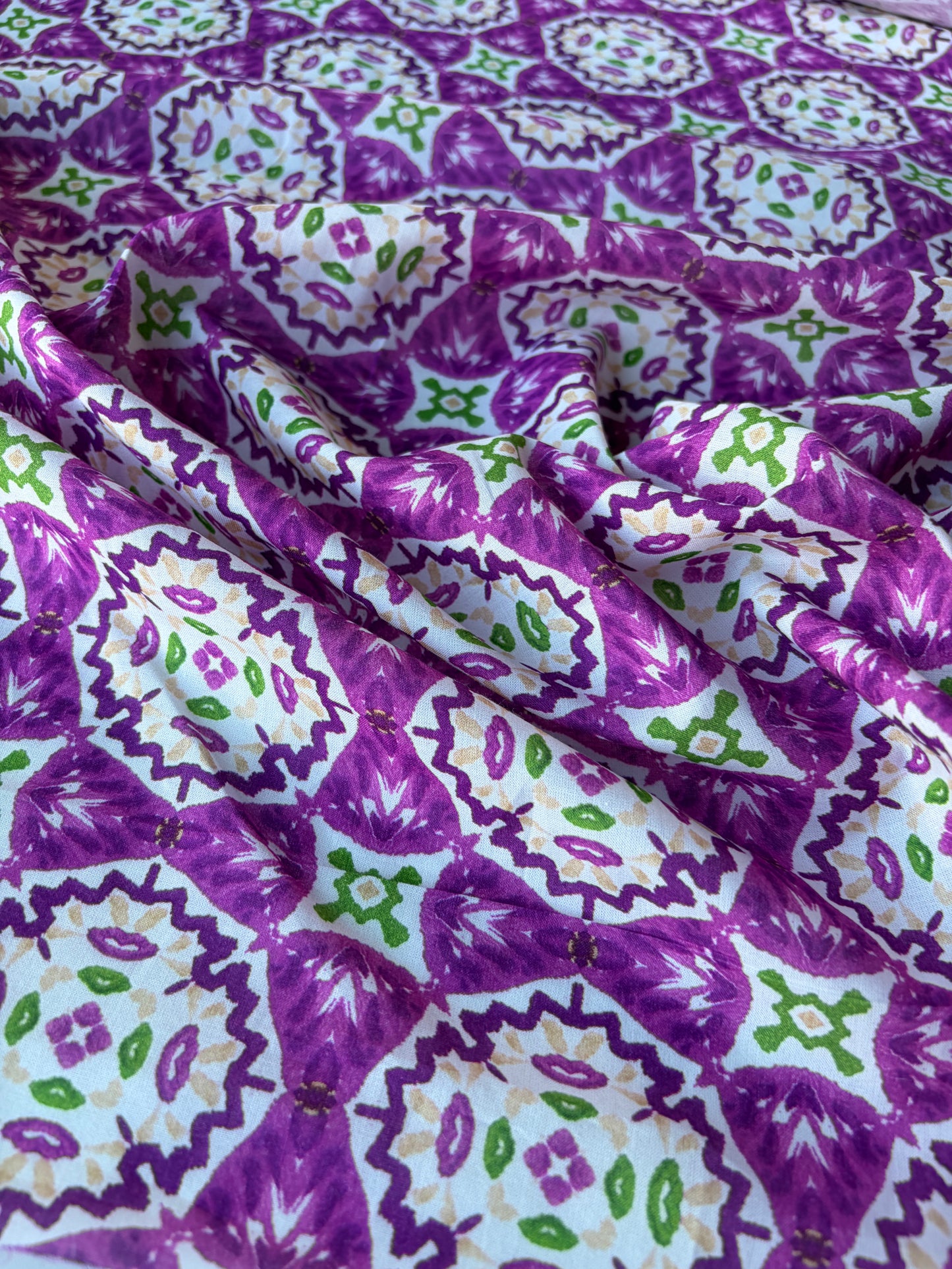 RALPH 020  fuchsia/green cotton voile print