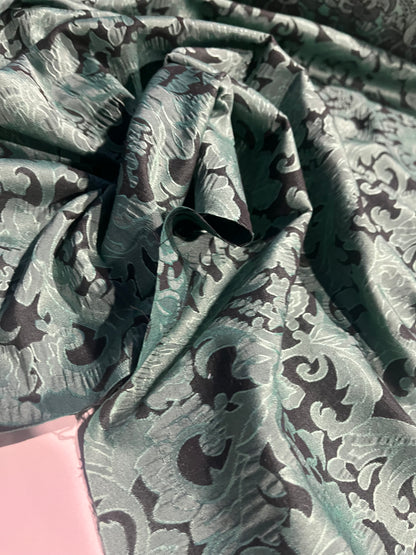 BIRMA 017 cotton stretch jacquard green wallpaper design