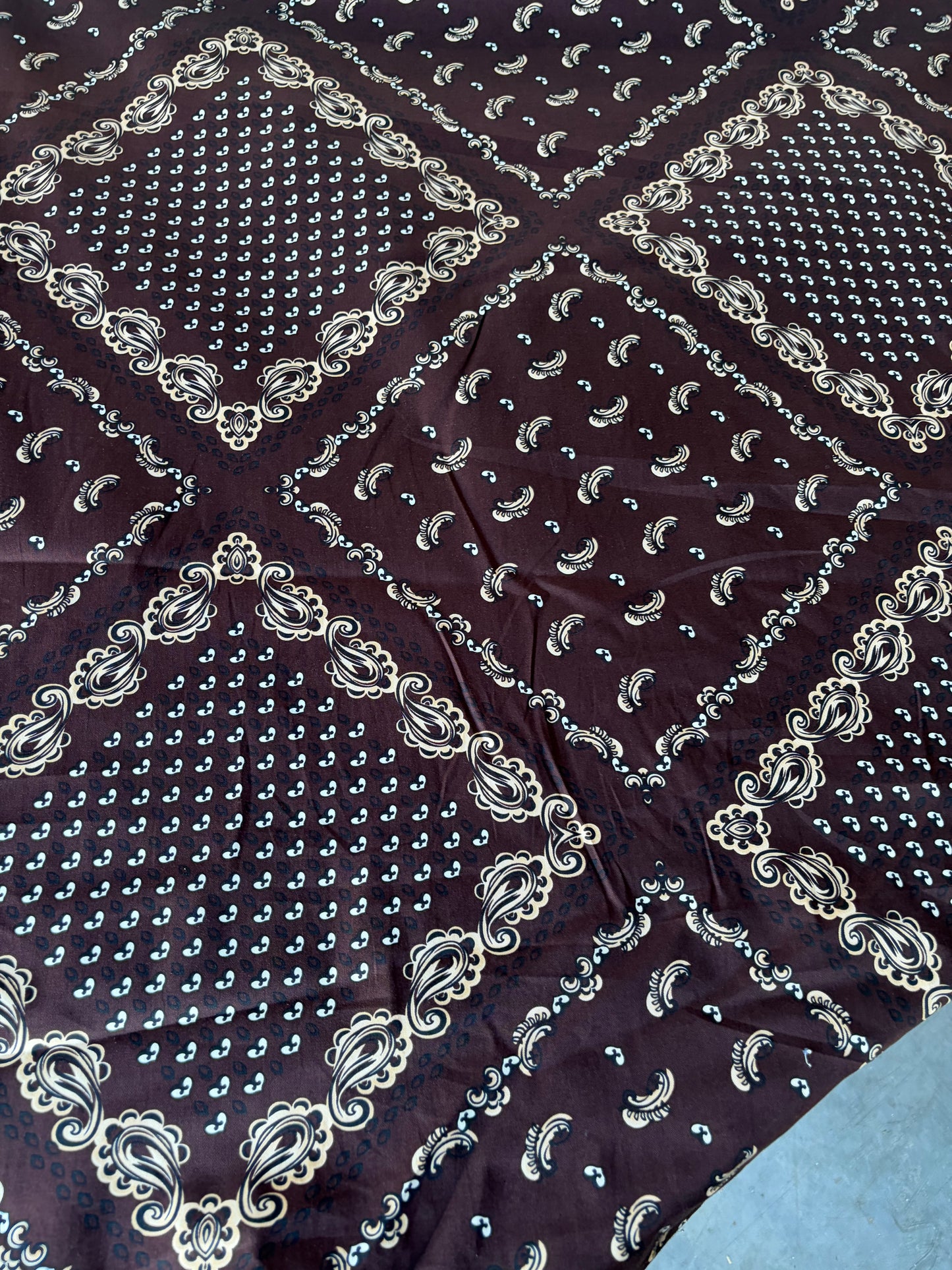 RALPH 030 brown cotton twill stretch foulard style print