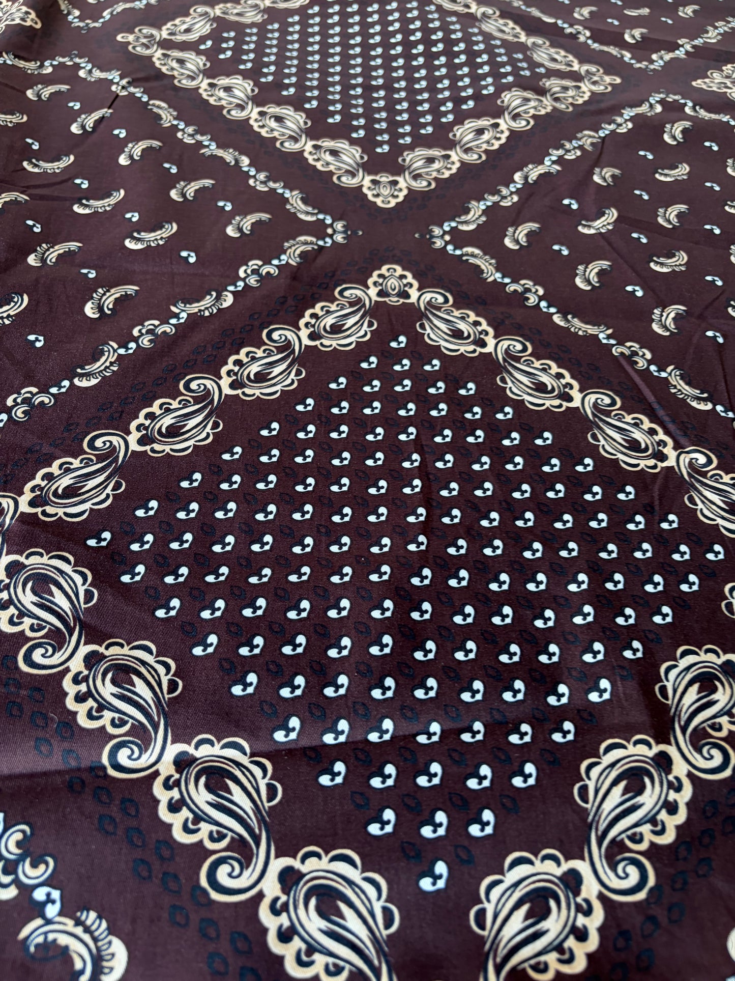 RALPH 030 brown cotton twill stretch foulard style print