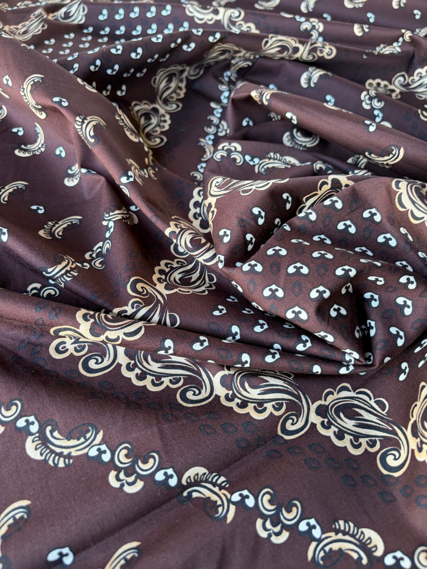 RALPH 030 brown cotton twill stretch foulard style print